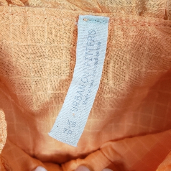 URBAN OUTFITTERS Luxe Dreams Button Front Ruffle Mini Dress Orange Sz XS - Picture 7 of 8